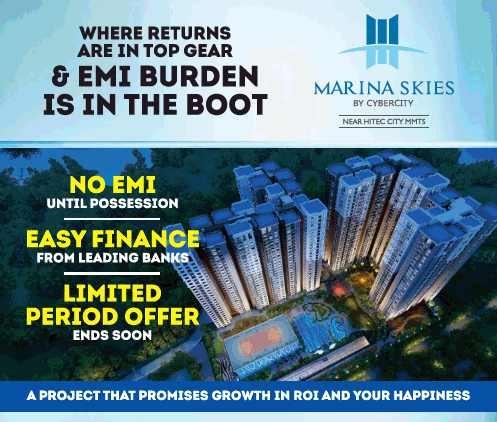 Pay no EMI until possession at Cybercity Marina Skies in Hyderabad Update